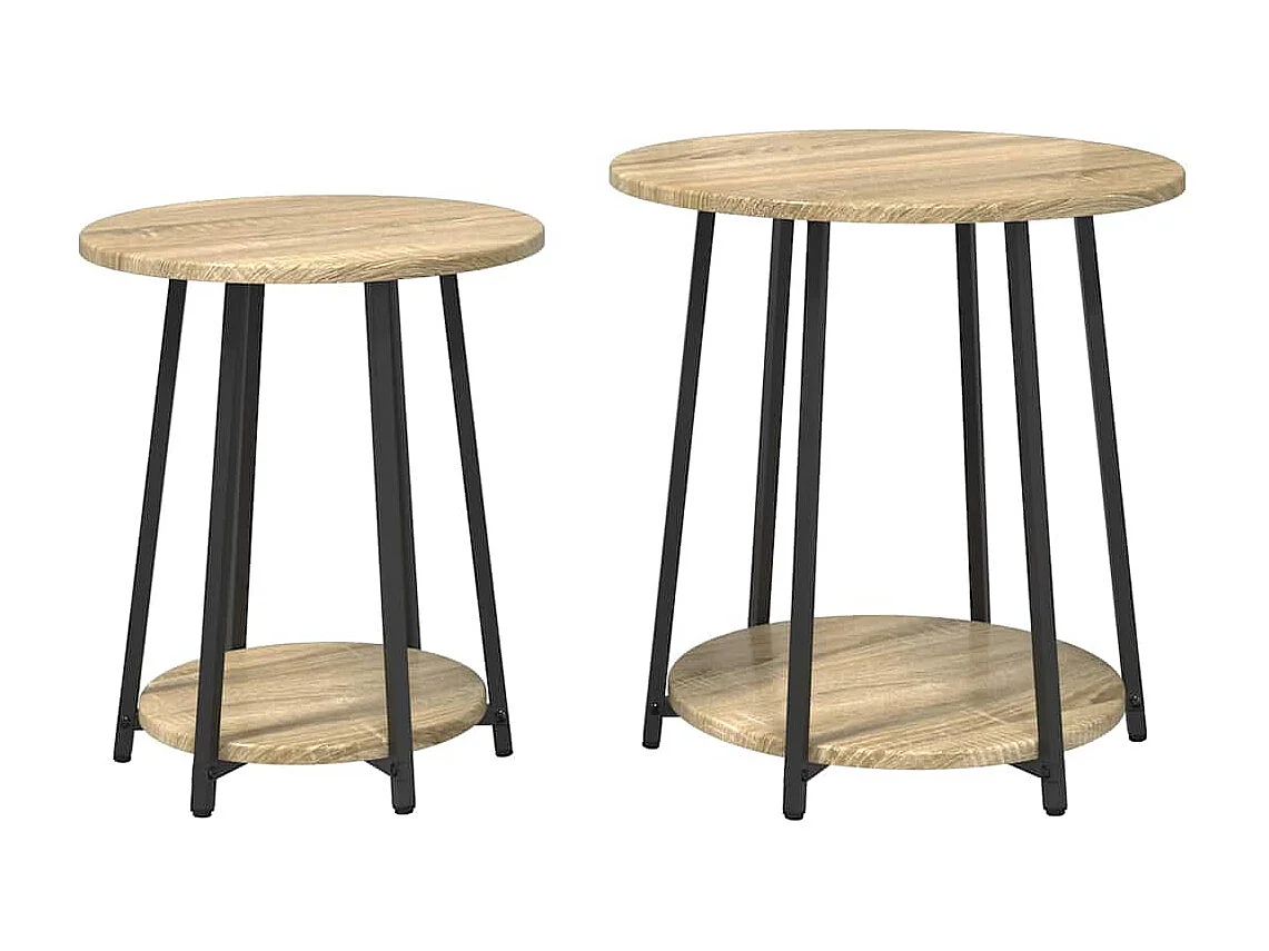 Ensemble de tables d'appoint 2 pièces Chêne Sonoma et noir