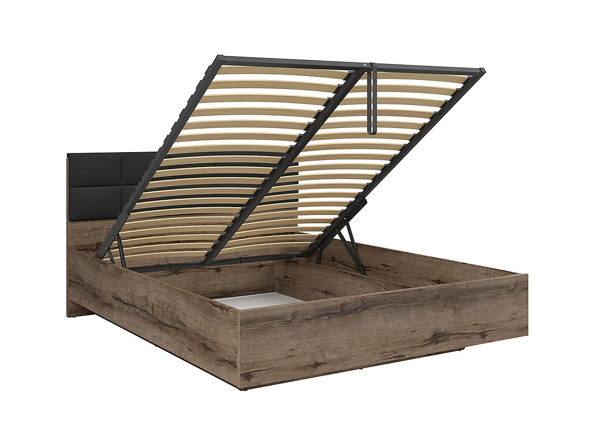 Lit coffre 160x200 sommier inclus Romane Bois