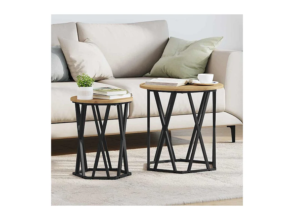 Table basse 2 pièces chêne artisanal 50 x 50 x 50 cm