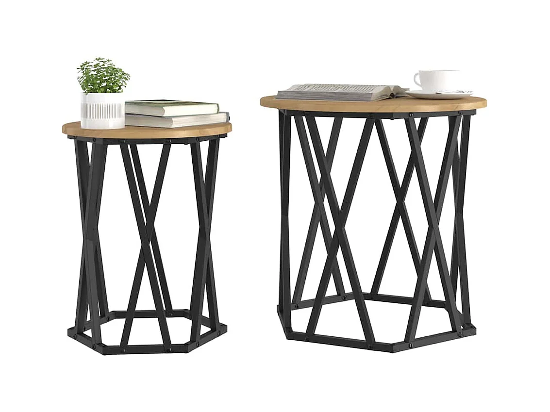 Table basse 2 pièces chêne artisanal 50 x 50 x 50 cm