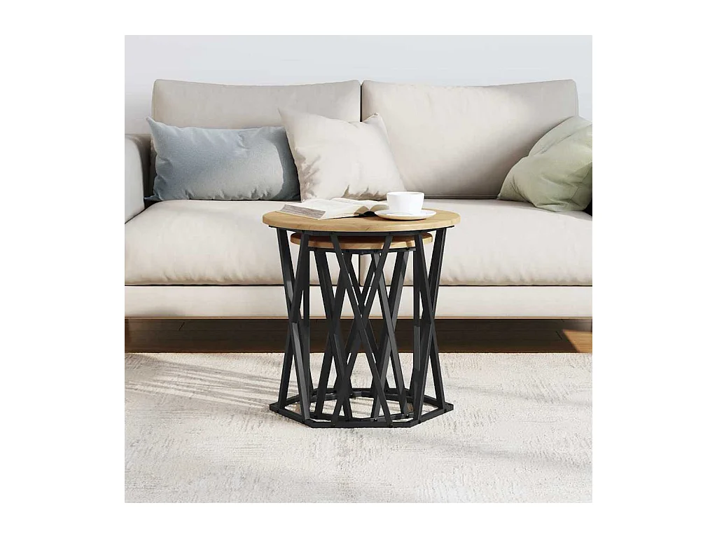 Table basse 2 pièces chêne artisanal 50 x 50 x 50 cm