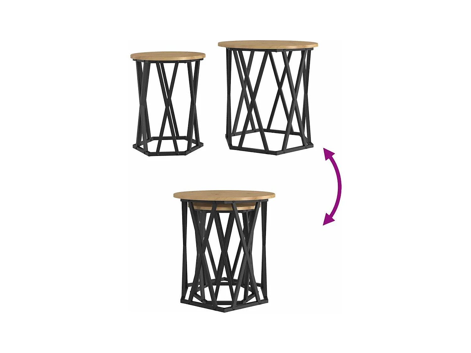 Table basse 2 pièces chêne artisanal 50 x 50 x 50 cm