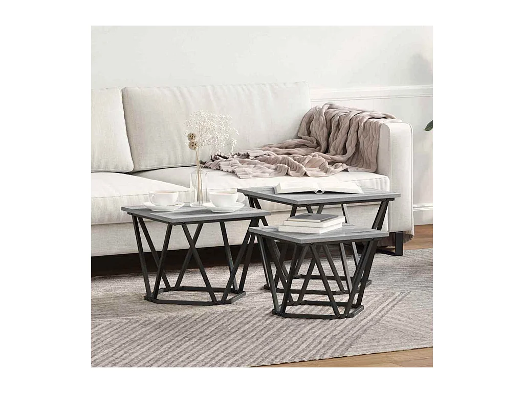 Table basse 3 pièces Sonoma gris 50 x 50 x 40 cm