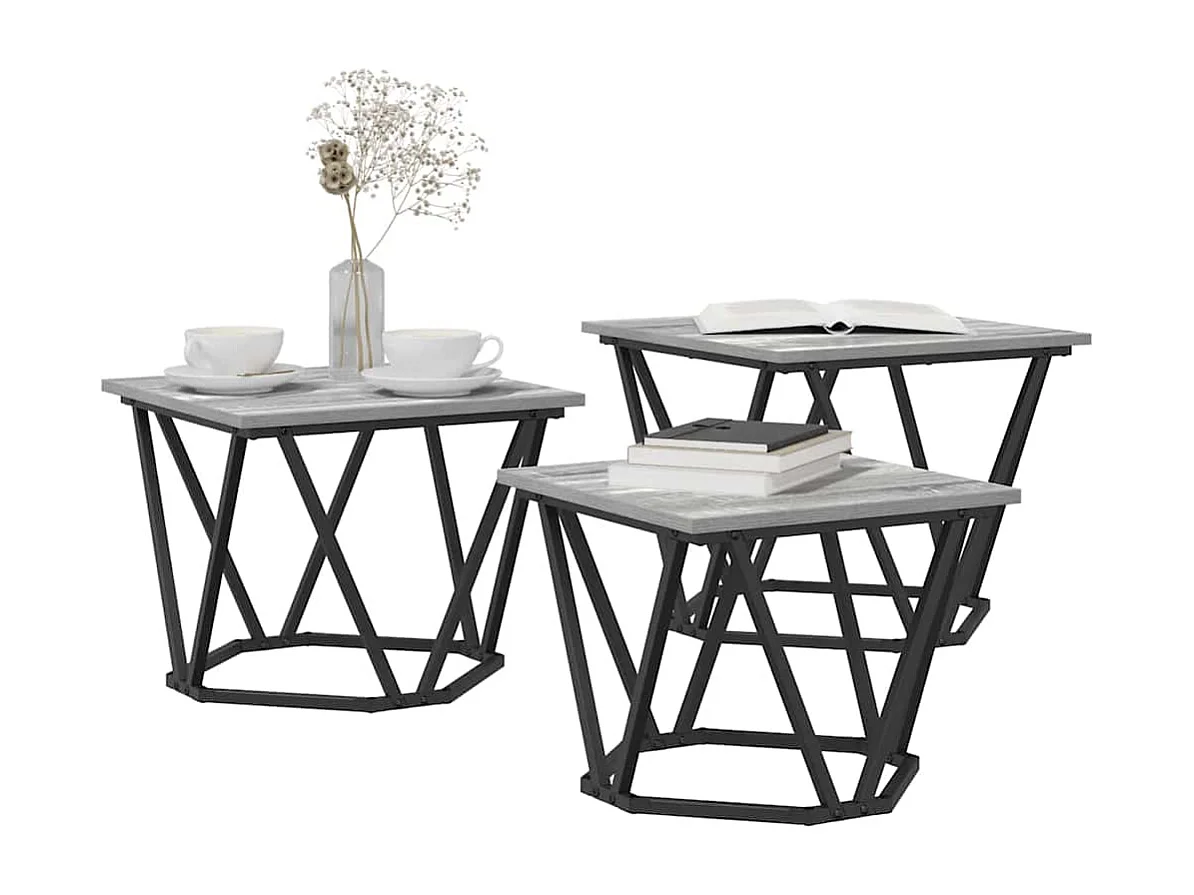 Table basse 3 pièces Sonoma gris 50 x 50 x 40 cm