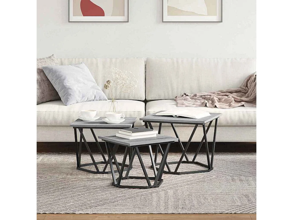 Table basse 3 pièces Sonoma gris 50 x 50 x 40 cm