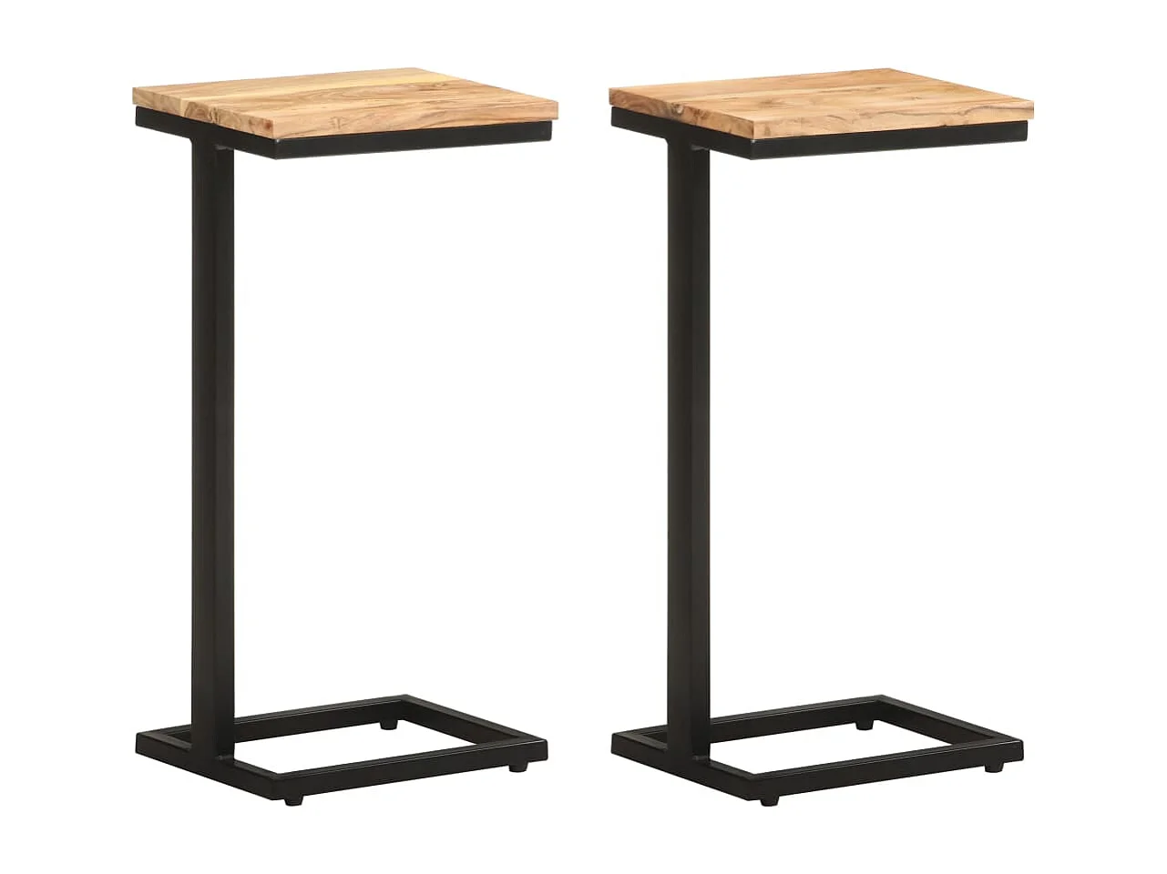 Mesitas auxiliares 2 uds madera mango maciza 31,5x24,5x64,5 cm