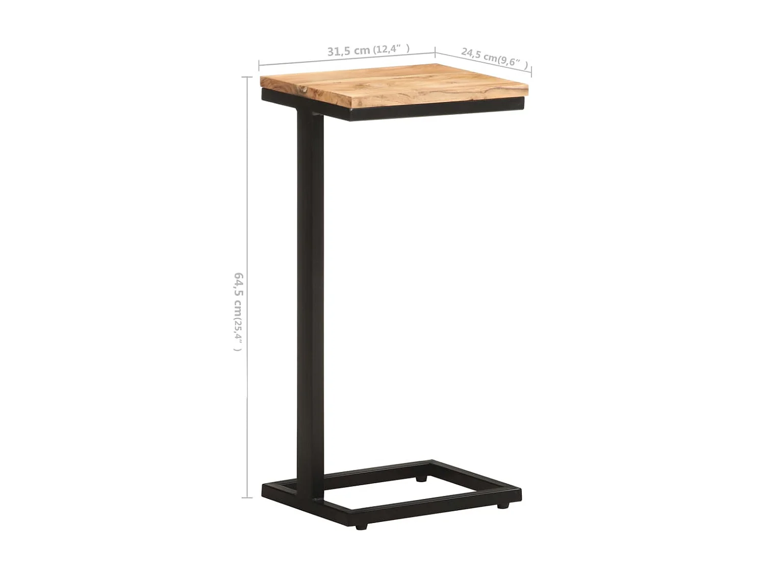 Mesitas auxiliares 2 uds madera mango maciza 31,5x24,5x64,5 cm