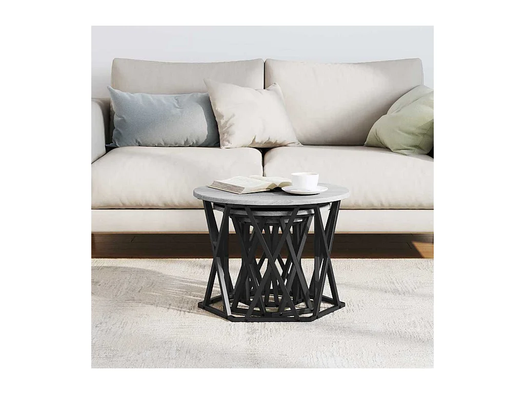 Table d'appoint empilable 3 pièces Sonoma gris 53 x 53 x 40 cm