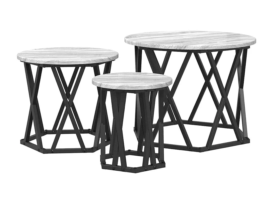 Table d'appoint empilable 3 pièces Sonoma gris 53 x 53 x 40 cm