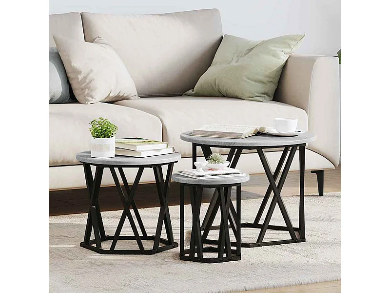 Nestende Side Table 3 pcs Grijs sonoma 53 x 53 x 40 cm