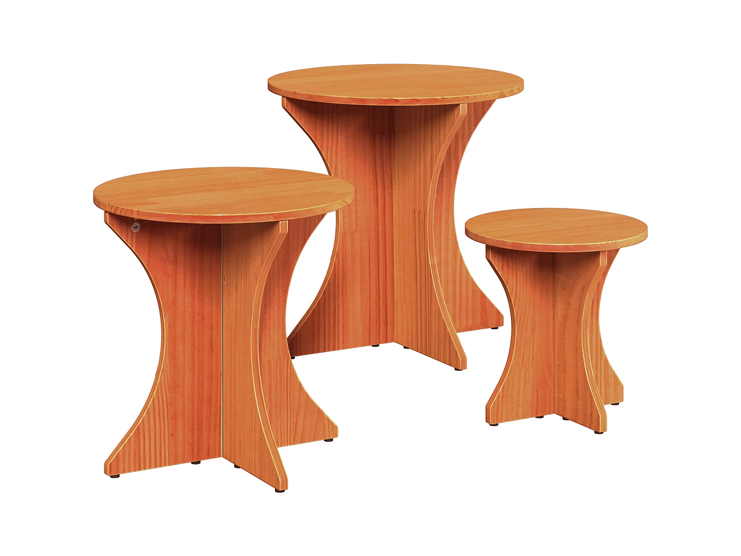 Salontafel 3 pcs Wasbruin 46 x 46 x 47 cm Massief grenenhout