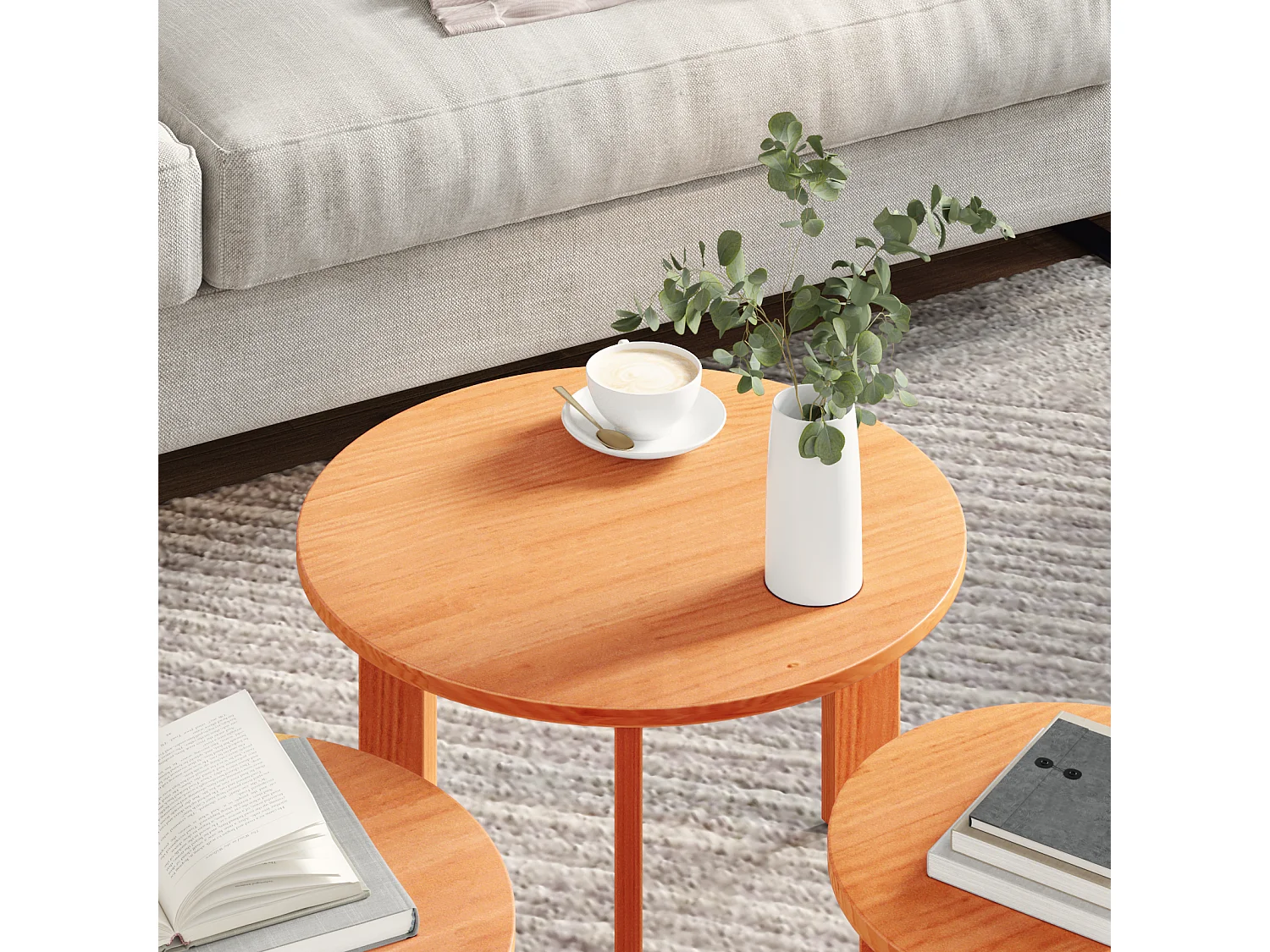 Table basse 3 pièces Marron cire 47,5 x 47,5 x 27 cm