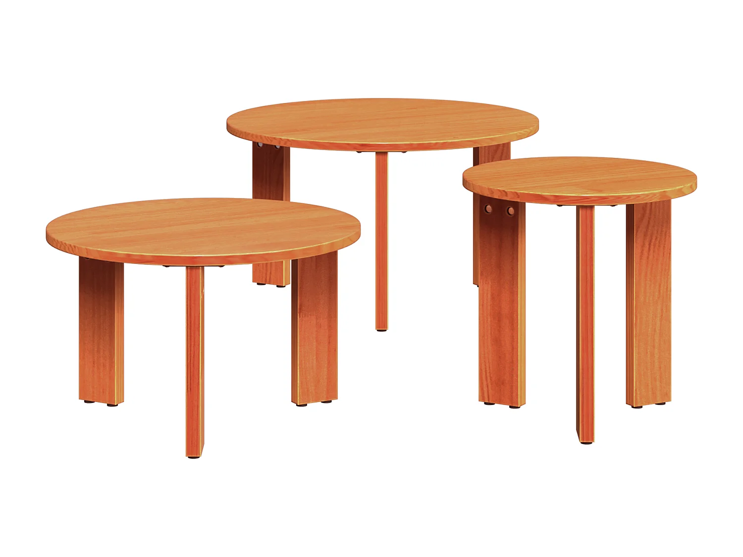 Mesa de Café 3 piezas Marrón cera 47.5 x 47.5 x 27 cm