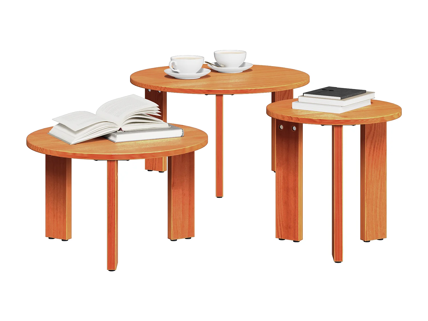 Mesa de Café 3 piezas Marrón cera 47.5 x 47.5 x 27 cm