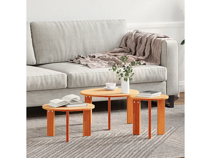 Table basse 3 pièces Marron cire 47,5 x 47,5 x 27 cm