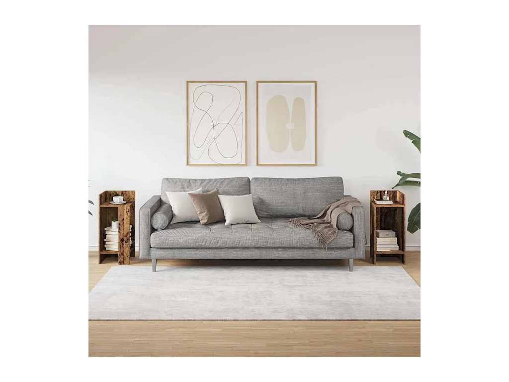 Tables d'appoint 2 pièces avec étagère vieux bois 25,5x27x60 cm