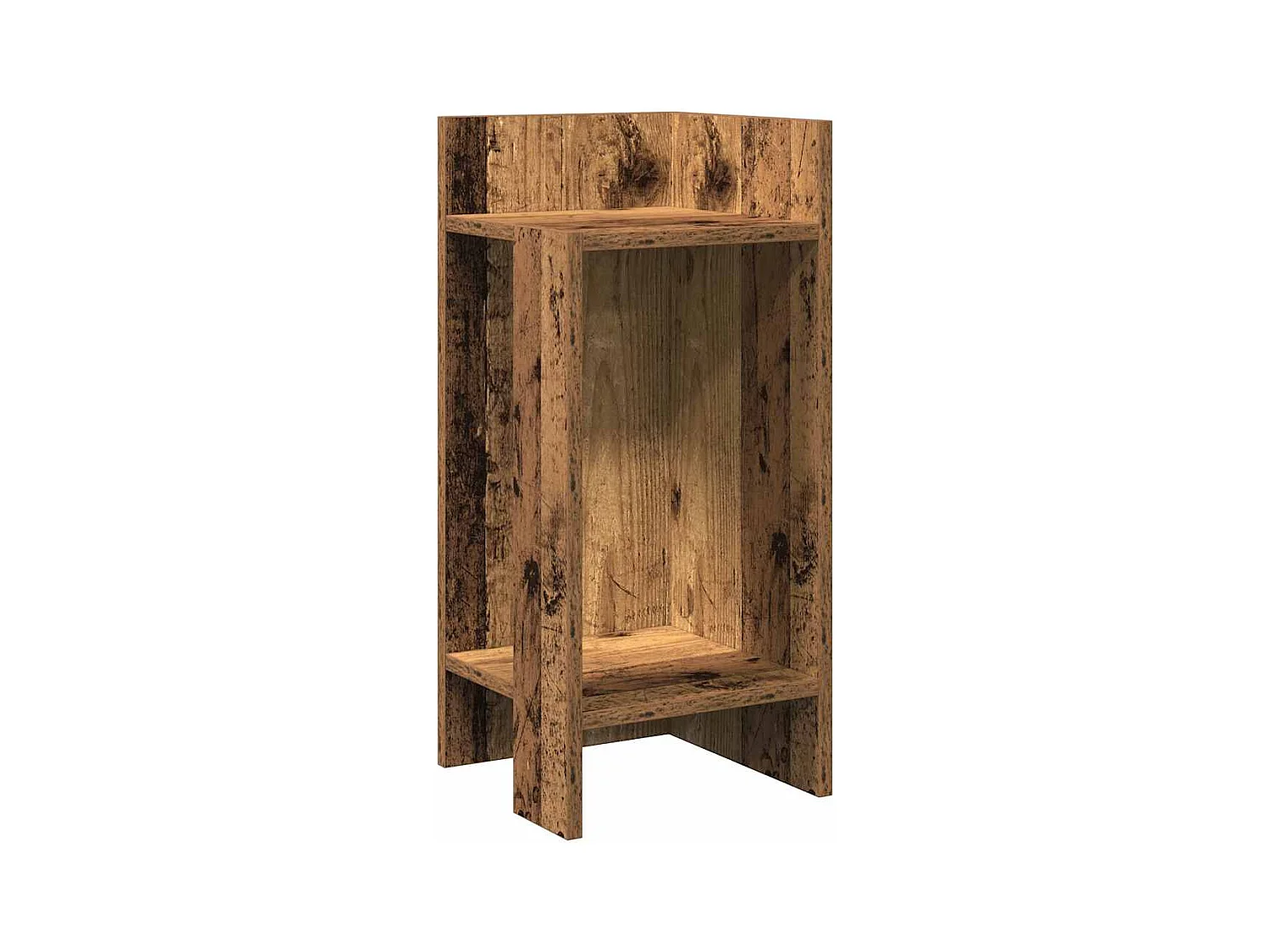 Tables d'appoint 2 pièces avec étagère vieux bois 25,5x27x60 cm