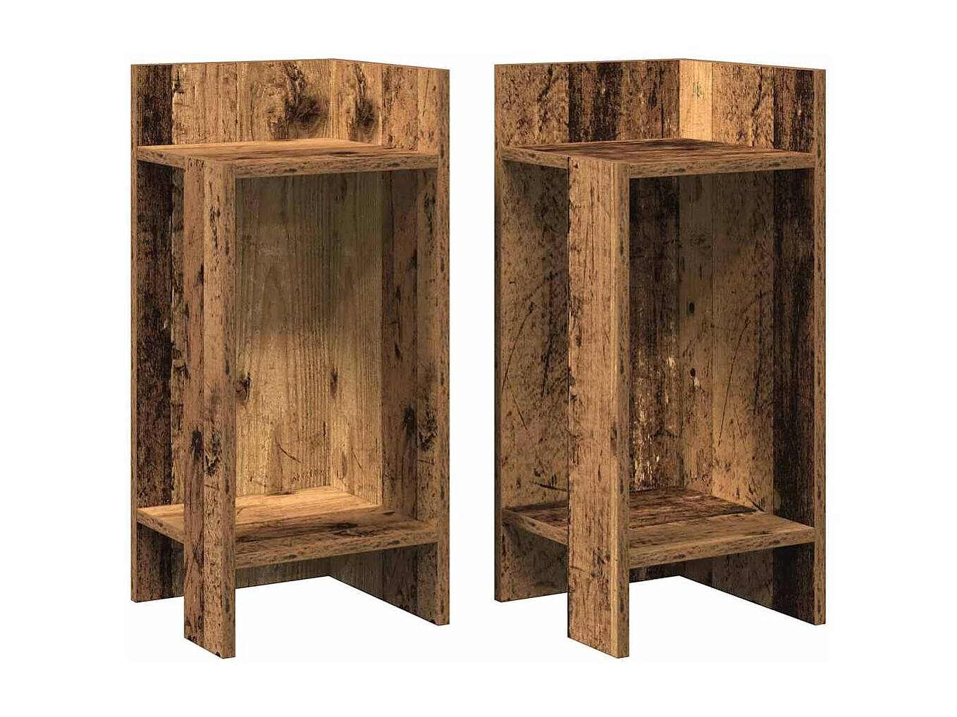 Bijzettafels 2 st met plank 25,5x27x60 cm oud houtkleurig