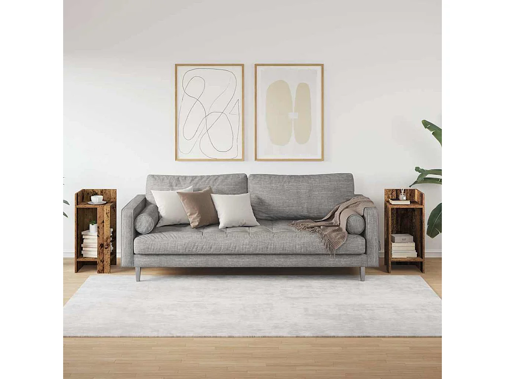 Bijzettafels 2 st met plank 25,5x27x60 cm oud houtkleurig