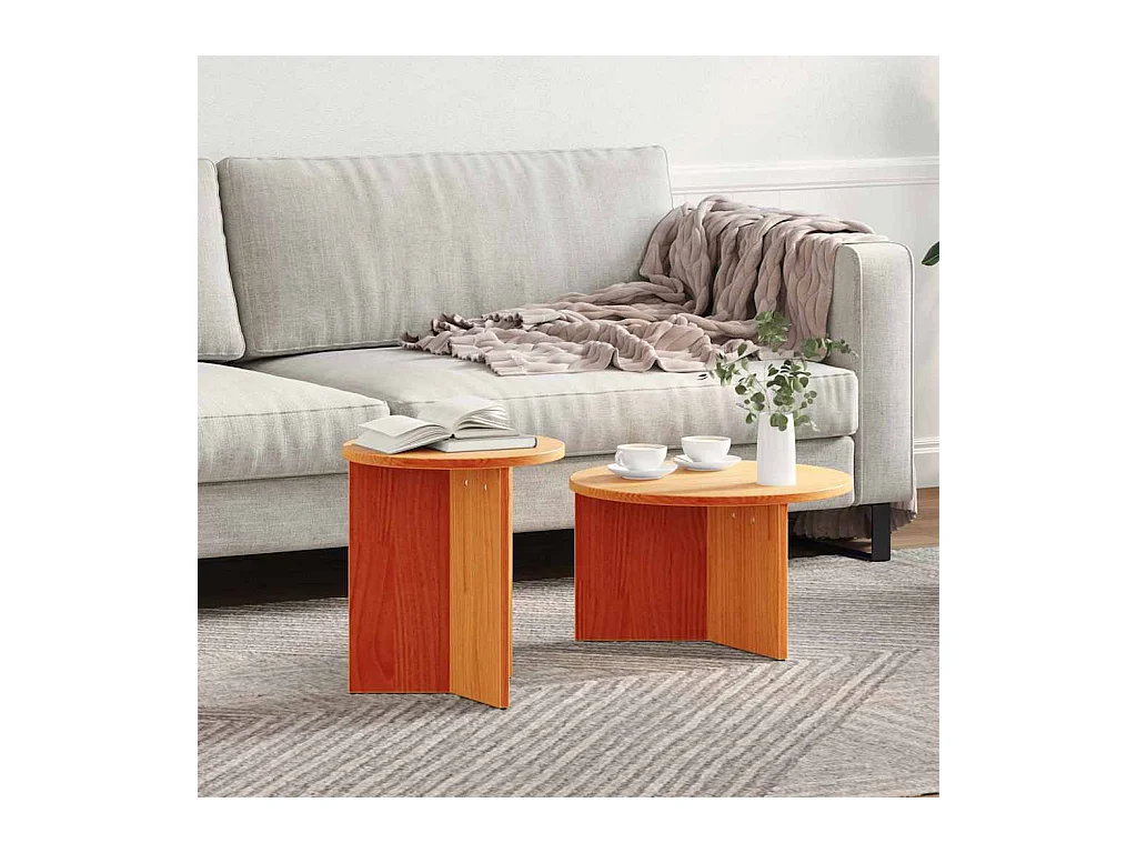 Salontafel 2 pcs Wasbruin 49 x 49 x 28 cm Massief grenenhout