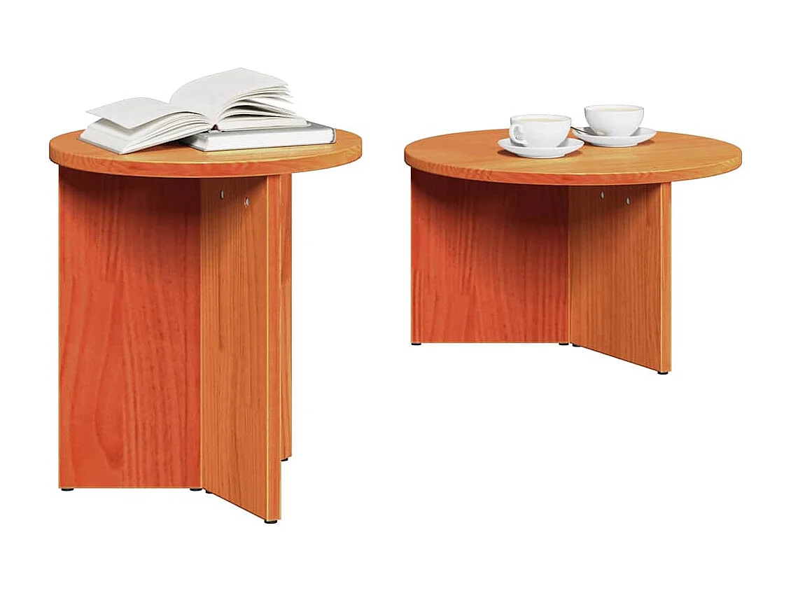 Mesa de Café 2 piezas Marrón cera 49 x 49 x 28 cm