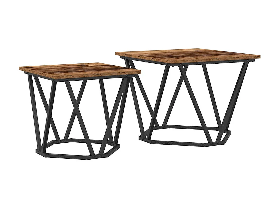 Ensemble de tables d'appoint 2 pièces Bois de récupération