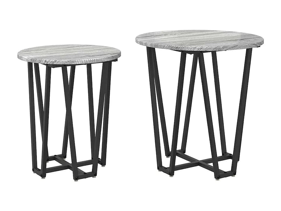 Ensemble de tables d'appoint 2 pièces Gris sonoma et Noir