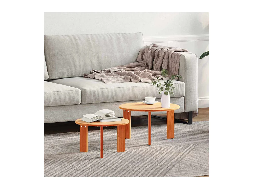 Table basse 2 pièces Marron cire 47,5 x 47,5 x 27 cm