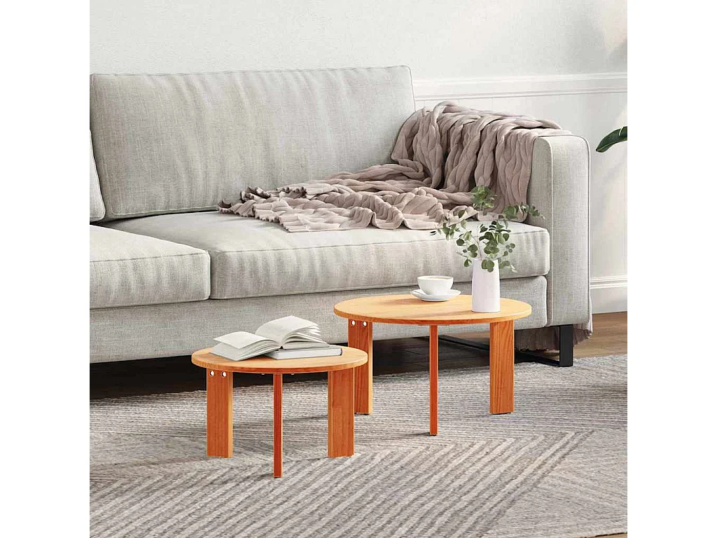 Table basse 2 pièces Marron cire 47,5 x 47,5 x 27 cm