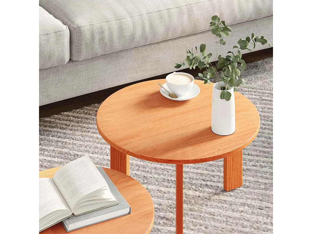 Mesa de Café 2 piezas Marrón cera 47.5 x 47.5 x 27 cm