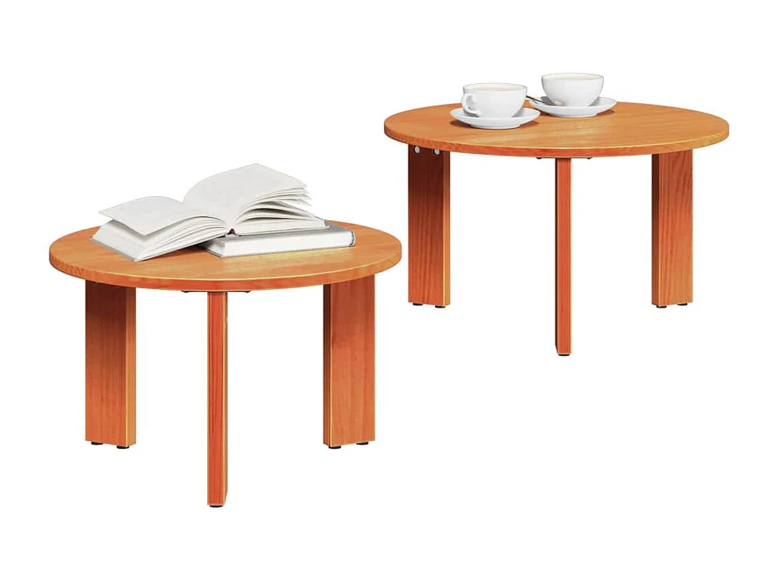 Mesa de Café 2 piezas Marrón cera 47.5 x 47.5 x 27 cm
