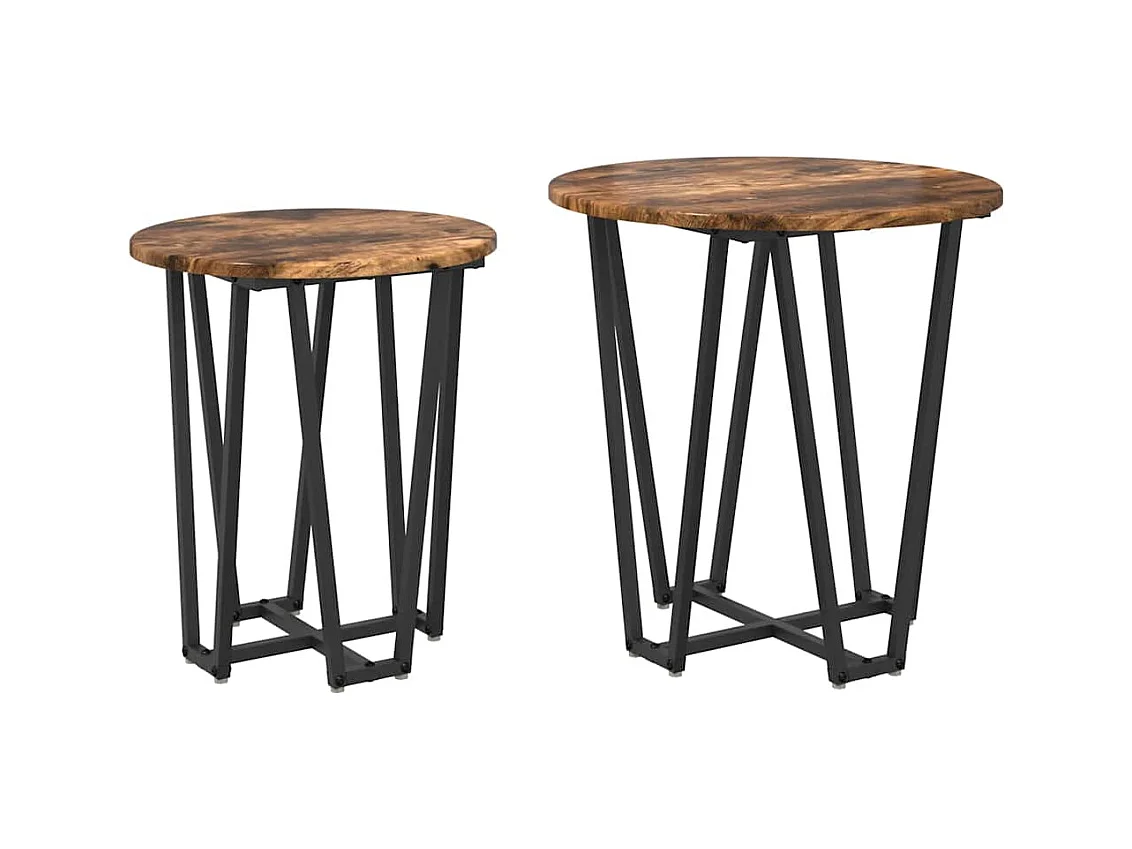 Ensemble de tables d'appoint 2 pièces Chêne fumé et noir