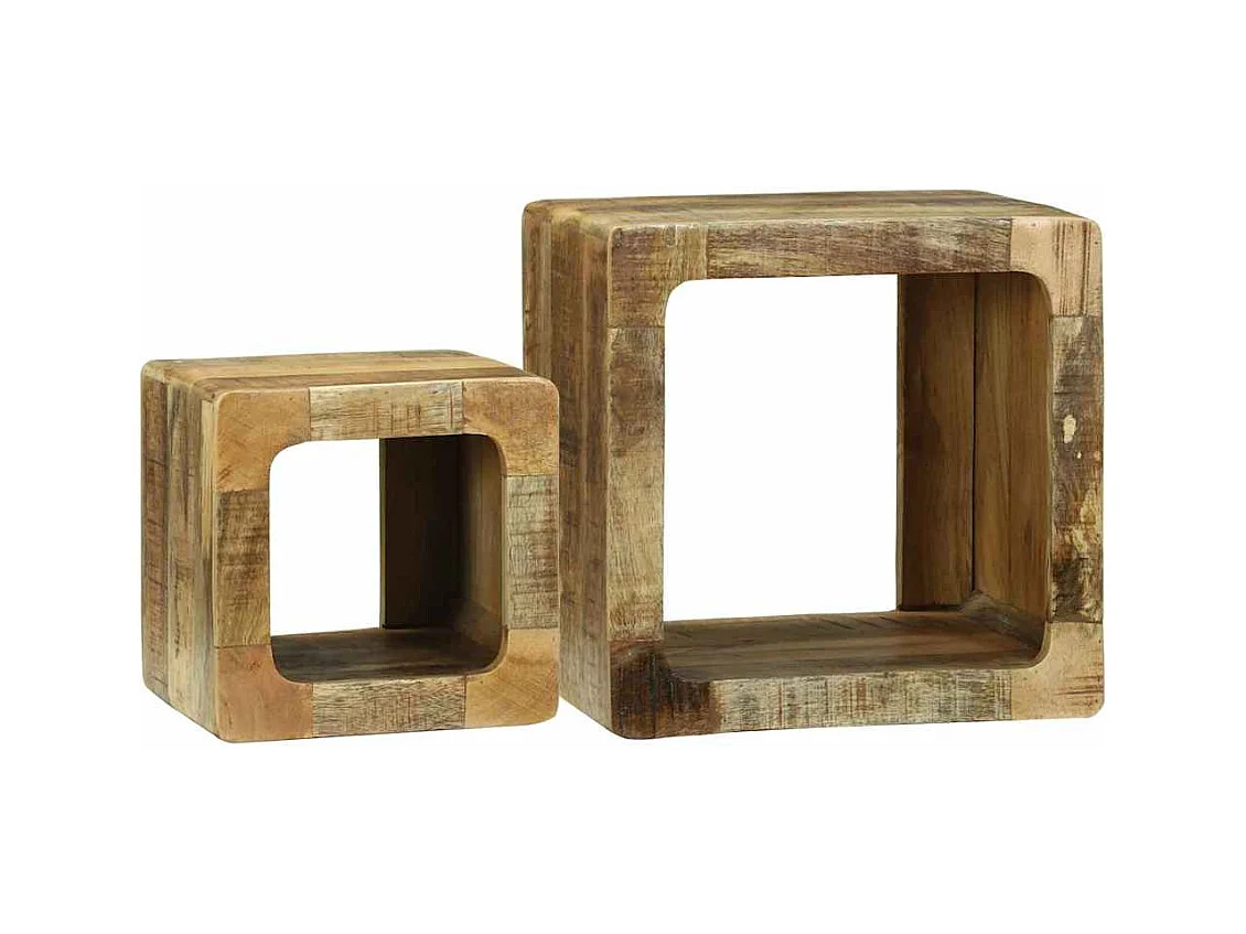 Table basse 2 pièces Marron Bois de manguier brut massif