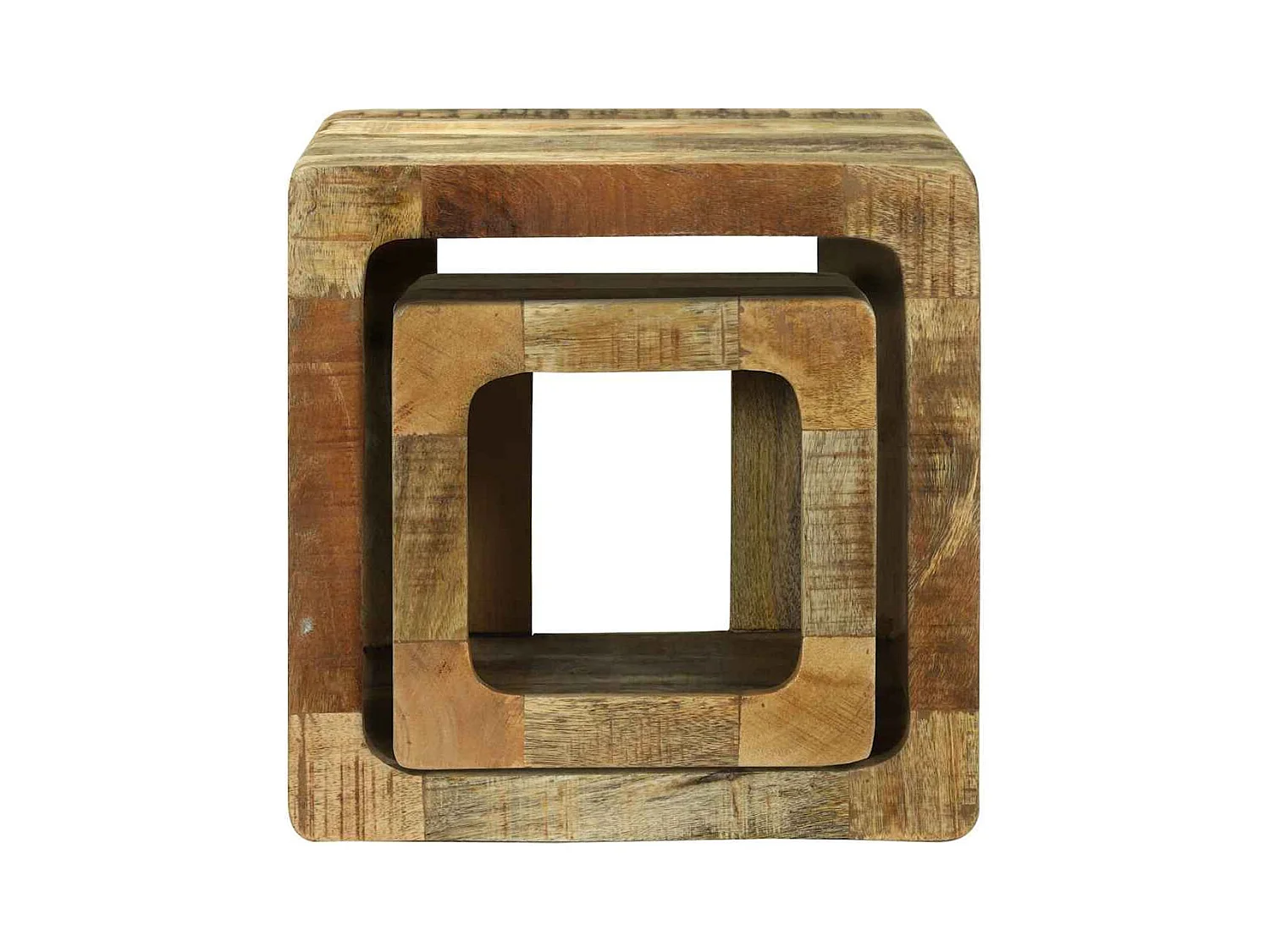 Table basse 2 pièces Marron Bois de manguier brut massif