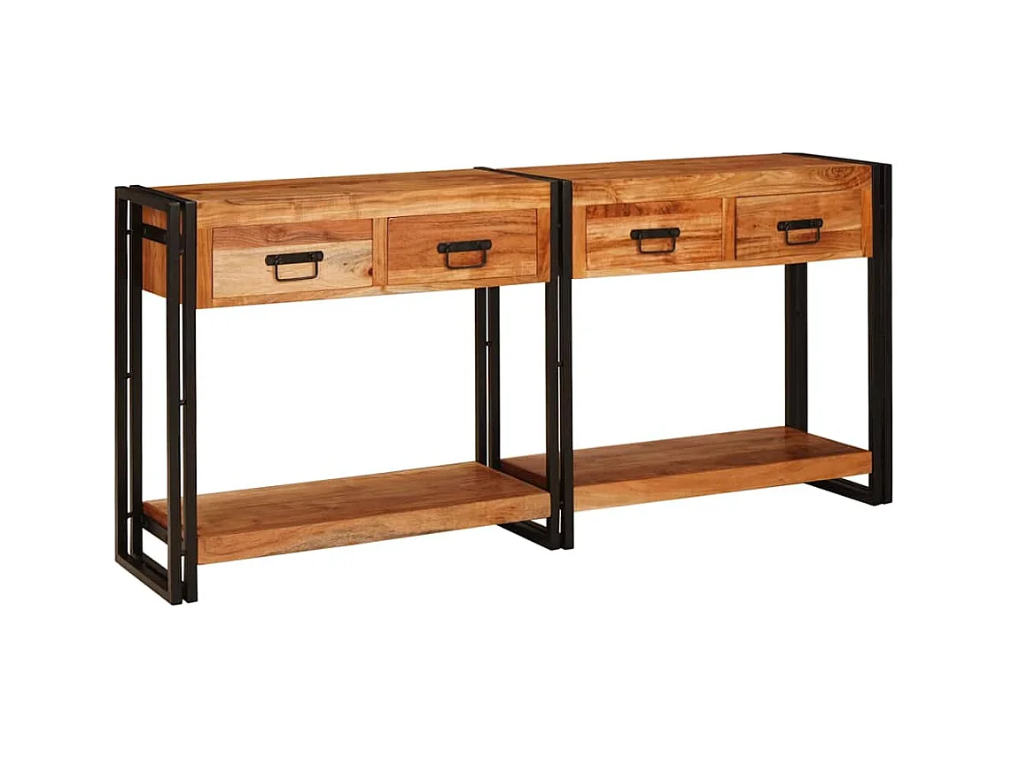 Tables d'appoint avec tiroir 2 pièces Marron Bois d'Acacia Massif