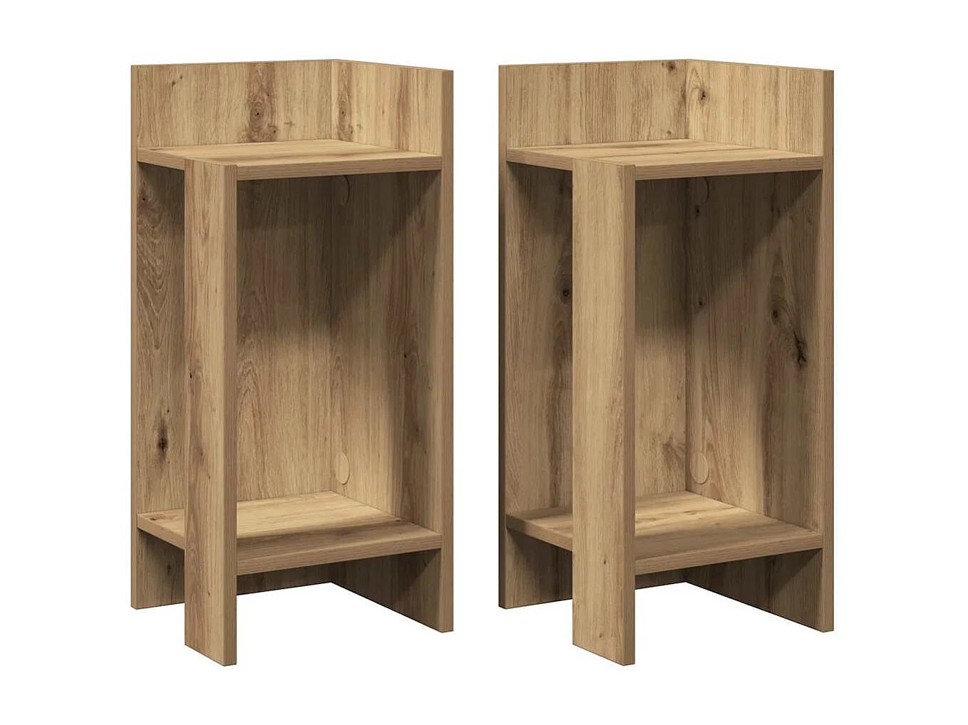 Tables d'appoint 2 pièces avec étagère chêne artisanal 25,5x27x60cm