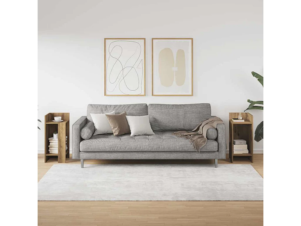 Mesas auxiliares 2 uds con estante artesanal roble 25,5x27x60cm