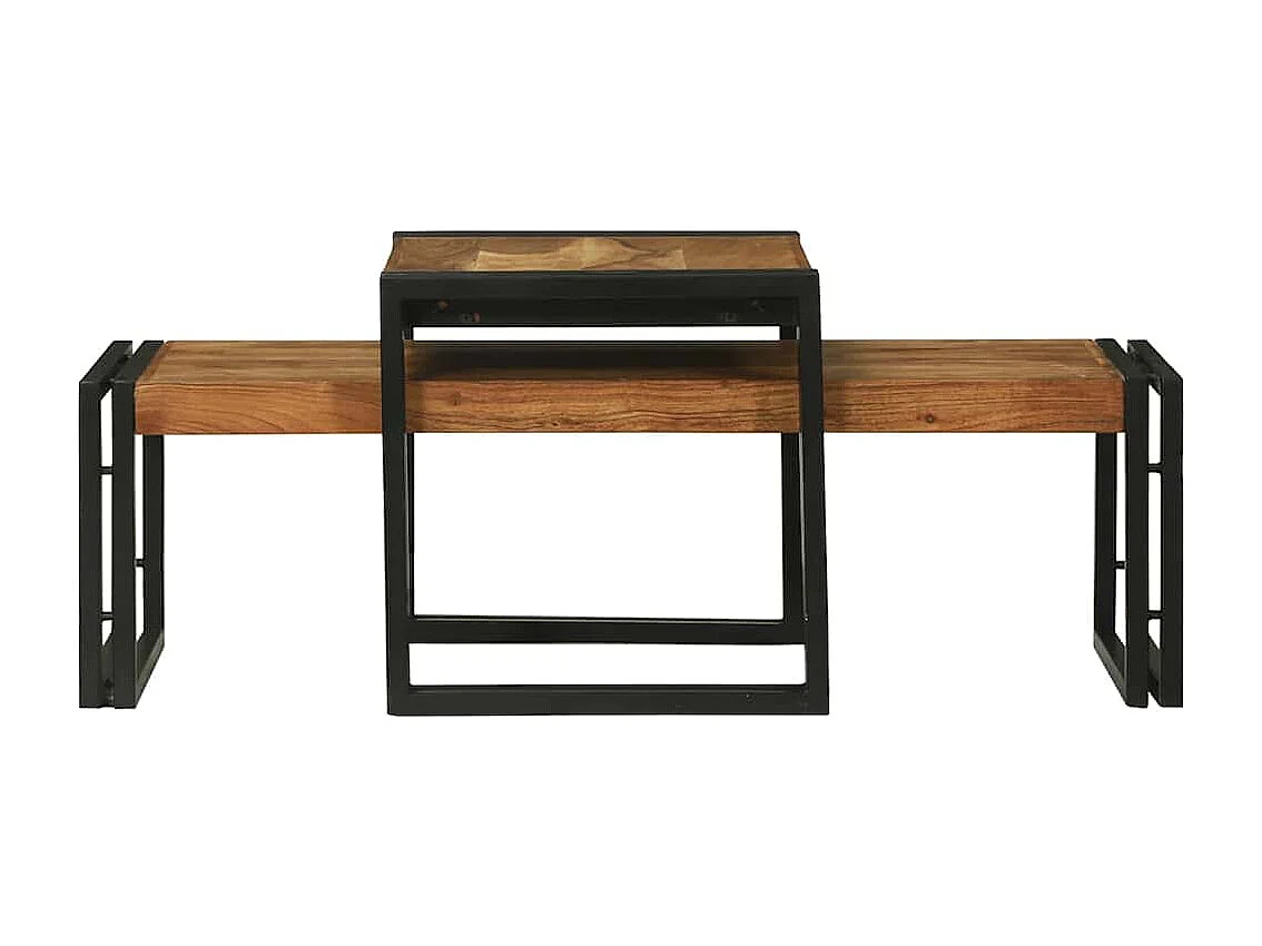 Salontafel 2 pcs Bruin 48 x 40 x 40 cm Massief acaciahout