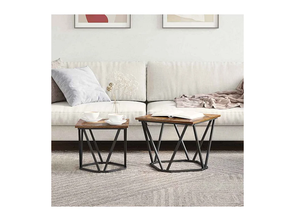 Ensemble de tables d'appoint 2 pièces Chêne fumé 50 x 50 x 40 cm