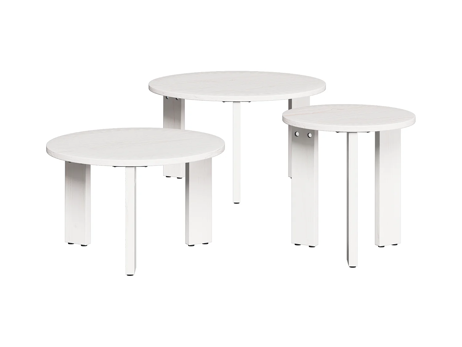 Table basse 3 pièces Blanc 47,5 x 47,5 x 27 cm Bois massif en pin