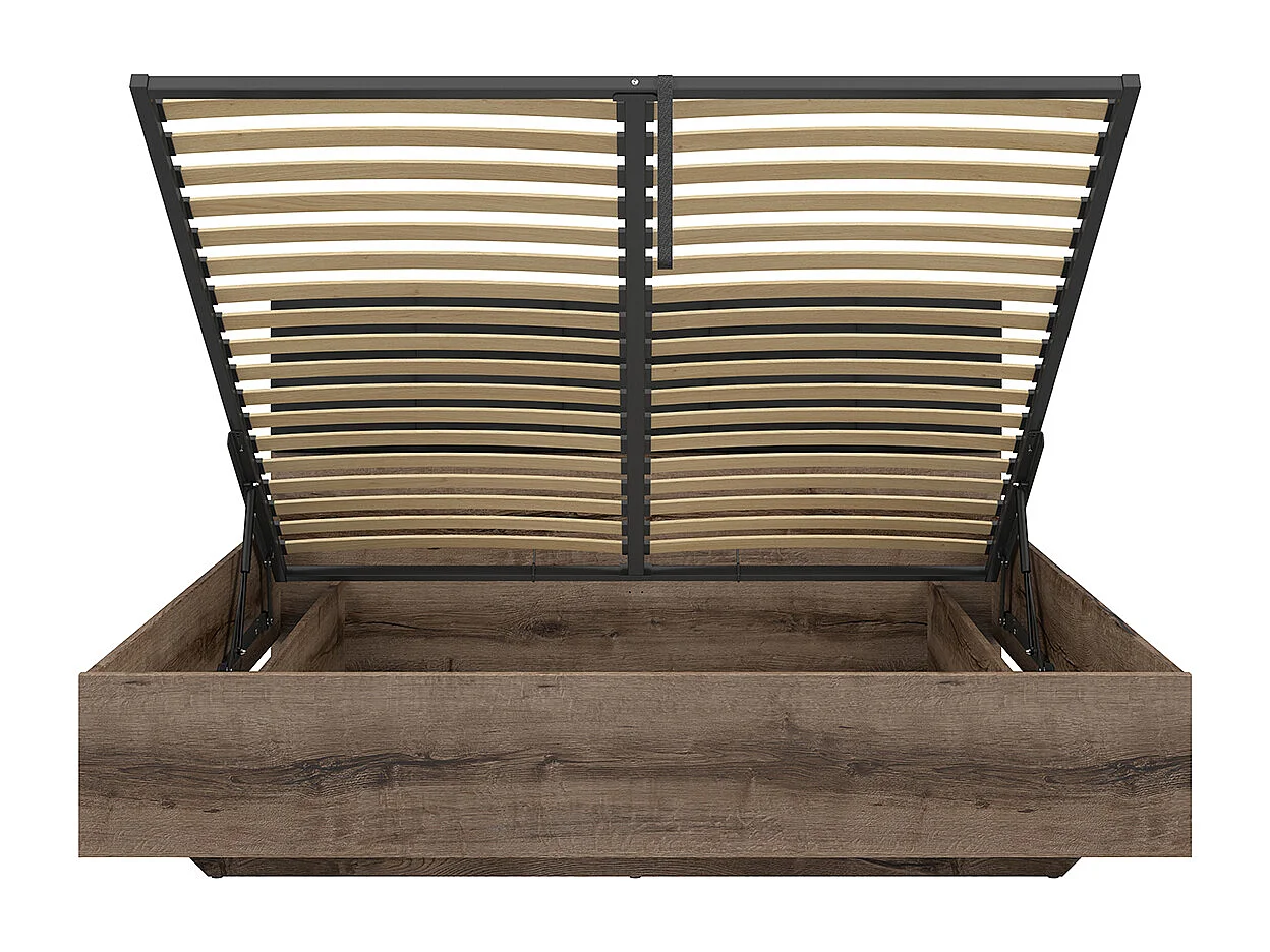 Lit coffre 180x200 sommier inclus Romane Bois