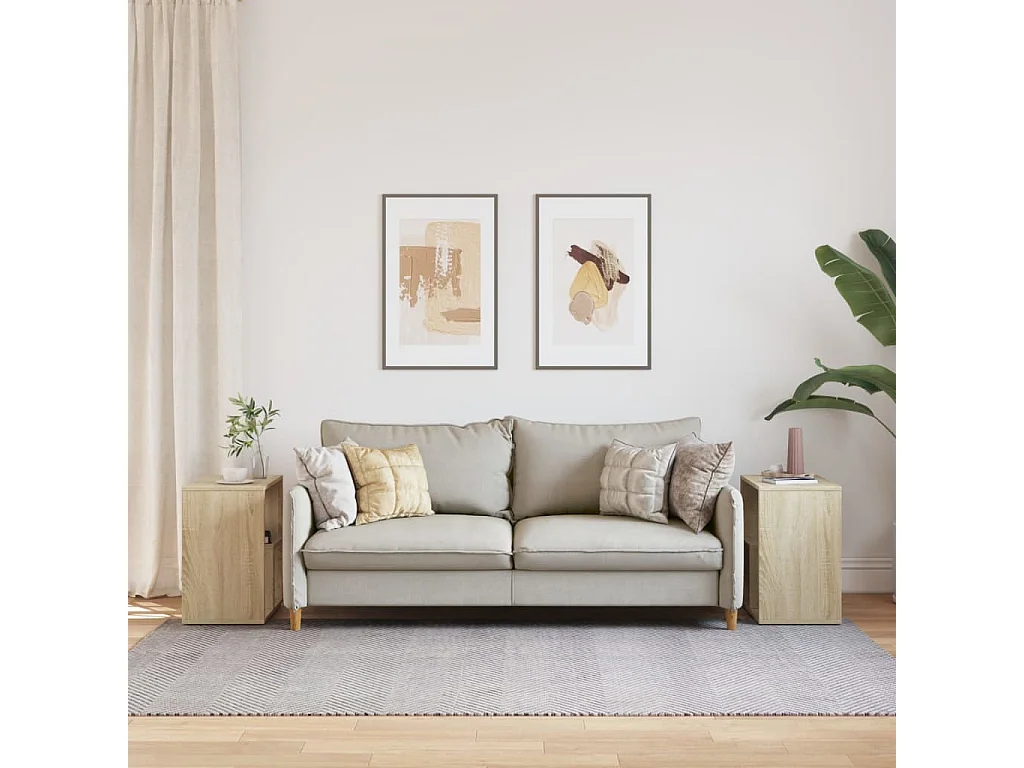 Mesa auxiliar 2 uds madera ingeniería roble Sonoma 50x30x50 cm