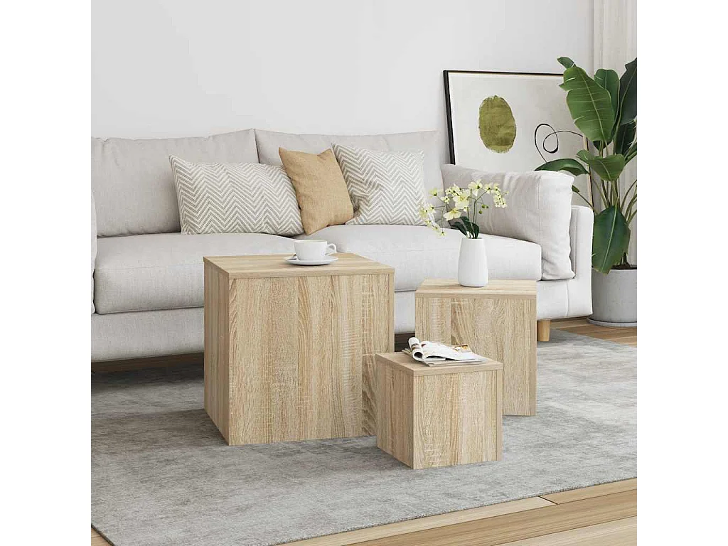 Tables d'appoint 3 pièces Chêne Sonoma Aggloméré