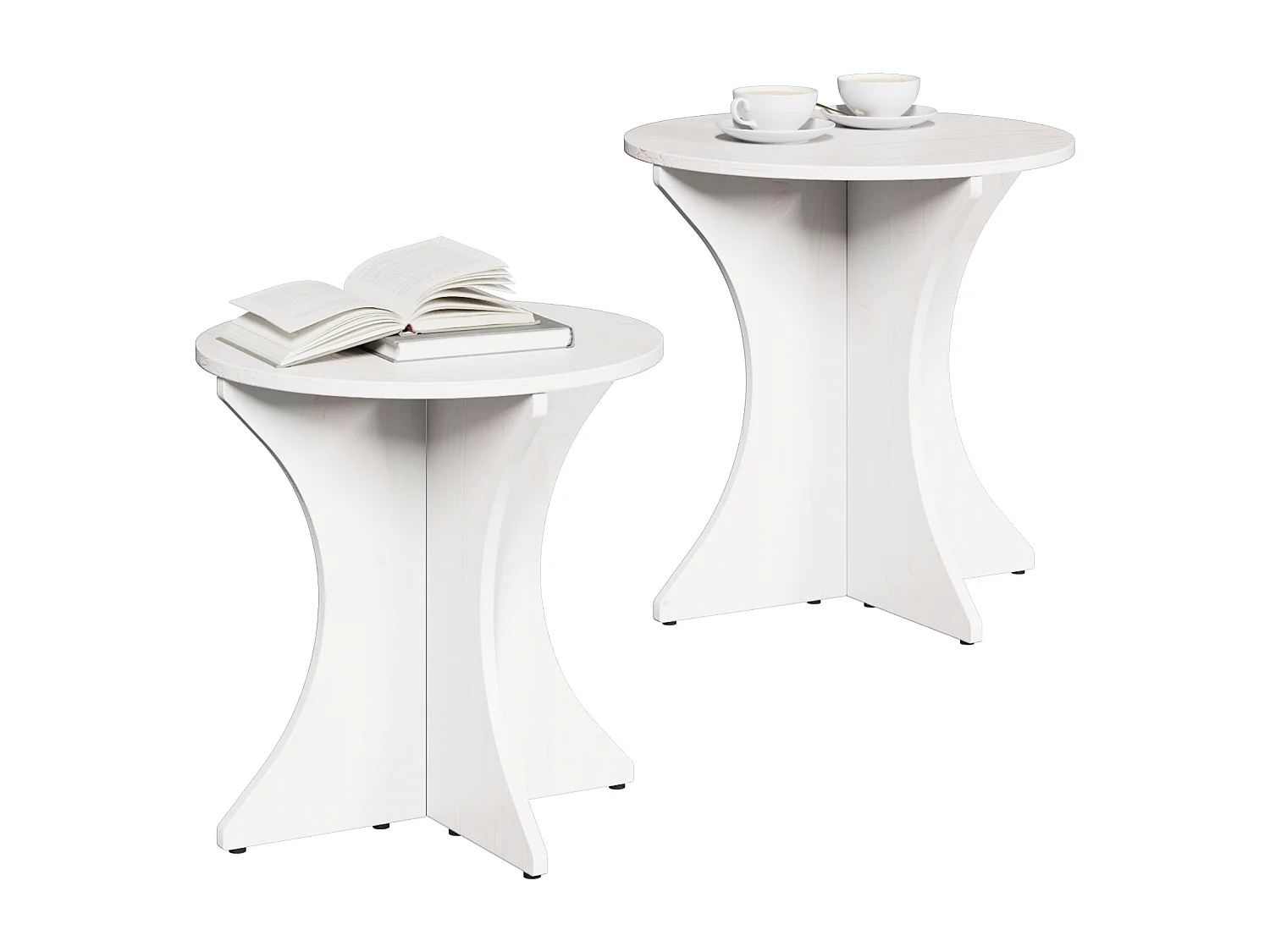 Table basse 2 pièces Blanc 46 x 46 x 47 cm Bois massif en pin