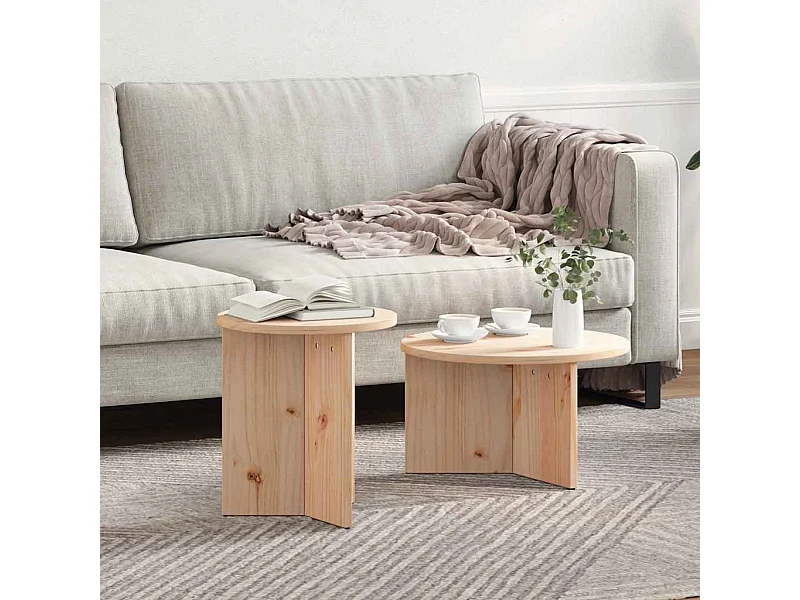 Mesa de Café 2 piezas Natural 49 x 49 x 28 cm