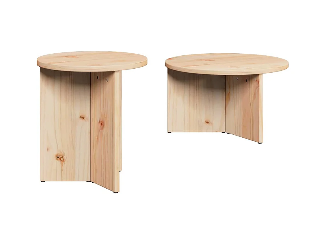 Table basse 2 pièces Naturel 49 x 49 x 28 cm Bois de pin massif