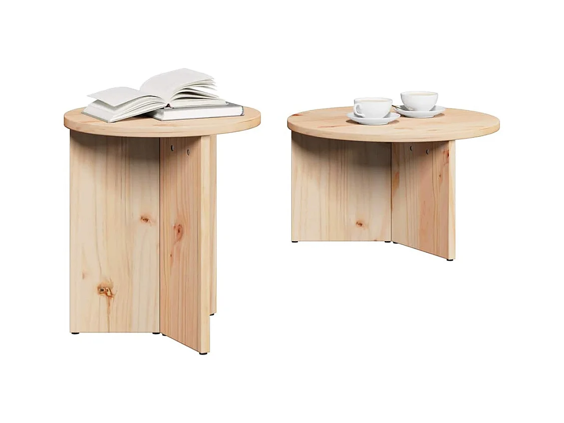 Table basse 2 pièces Naturel 49 x 49 x 28 cm Bois de pin massif