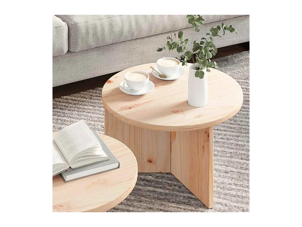 Table basse 2 pièces Naturel 49 x 49 x 28 cm Bois de pin massif