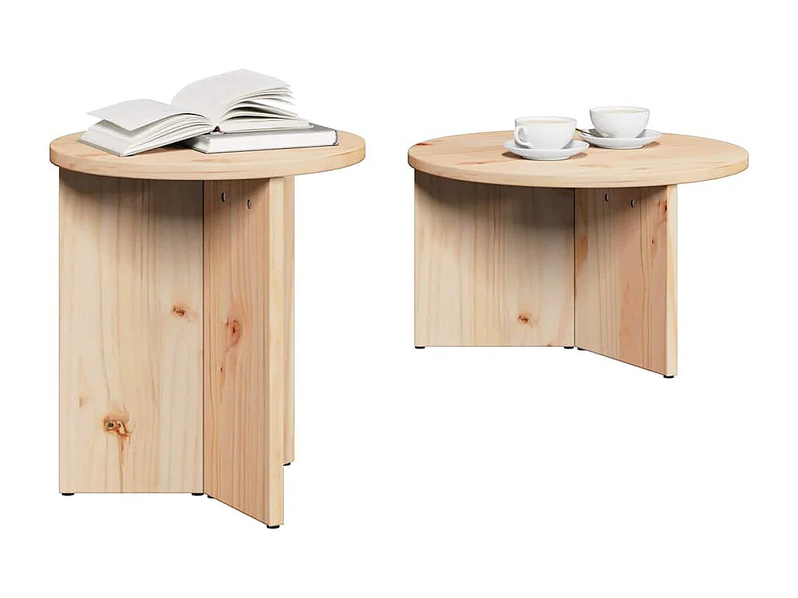 Table basse 2 pièces Naturel 49 x 49 x 28 cm Bois de pin massif