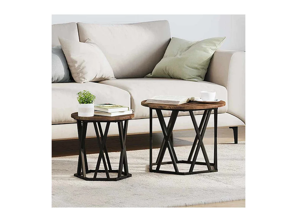 Table d'appoint 2 pièces Chêne fumé 50 x 50 x 40 cm